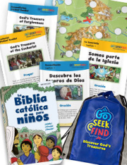 Go Seek Find La Biblia Católica para Niños + Spanish & English Activity Booklets